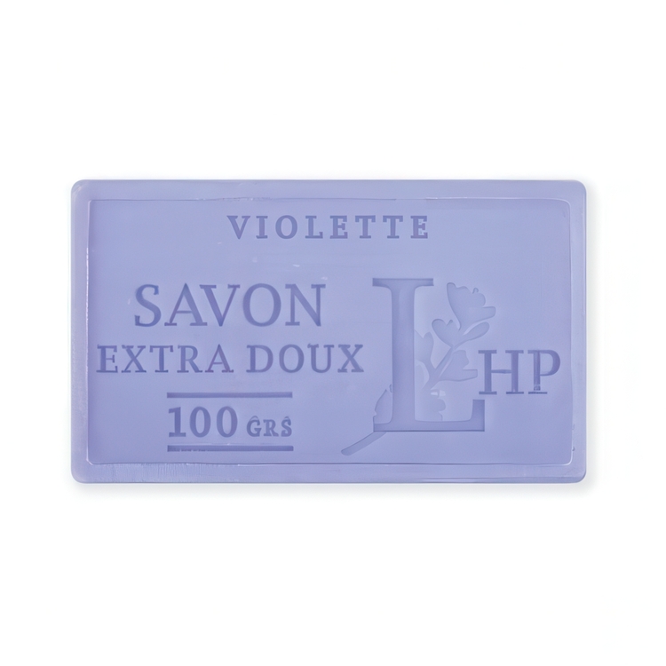 Soap with scent of Violet, 100 g, SAVON DE MARSEILLE VIOLETTE, 8,5 x 5 x H 2,5 cm, Purple
