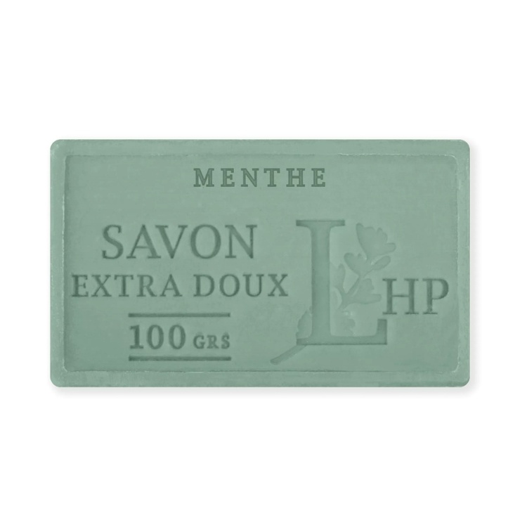 Soap with Mint, 100 g, SAVON DE MARSEILLE MENTHE, 8,5 x 5 x H 2,5 cm, Green