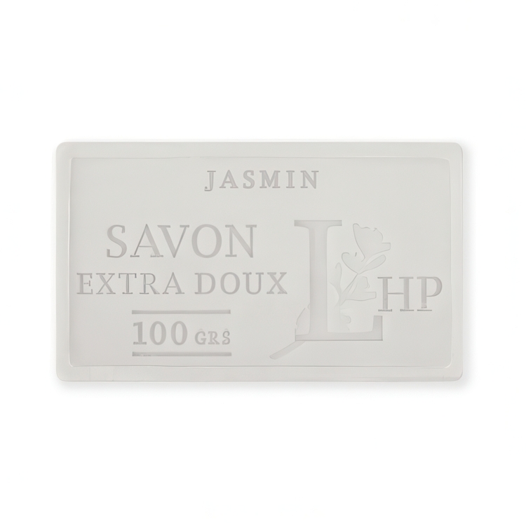 Soap scented with jasmine., 100 g, SAVON DE MARSEILLE JASMIN, 8,5 x 5 x H 2,5 cm, OffWhite