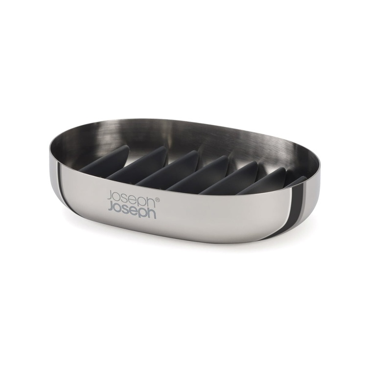 Soap cup in Stainless Steel, EASY STORE LUXE, 11.5 x 8 x H 2,5 cm, Joseph Joseph , Silver / Grey