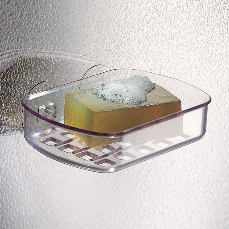 Soap tray with suction cup, SOAP DISH, 13 x 10 x H5 cm, Clear