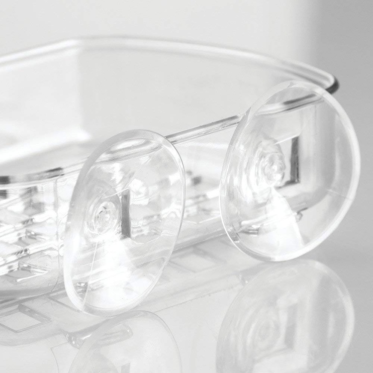 Soap tray with suction cup, SOAP DISH, 13 x 10 x H5 cm, Clear