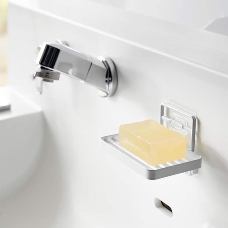 Soap tray, Adhesive, TOWER, Yamazaki, White
