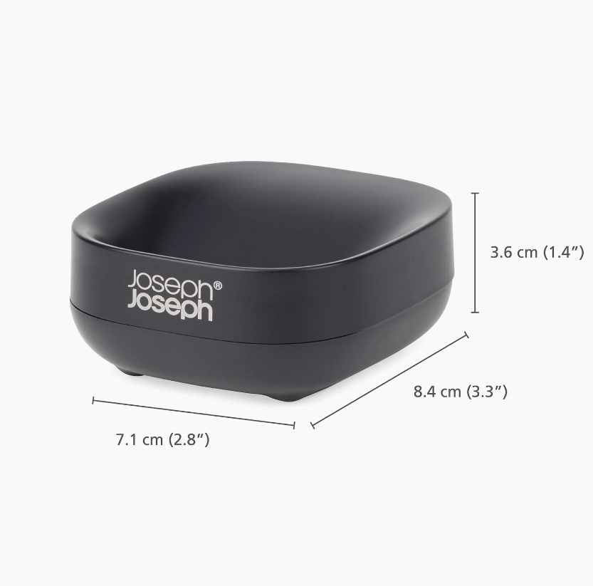 Soap Dish, SLIM COMPACT, Joseph Joseph, 7,1 x 8,4 x H 3,6 cm, Black