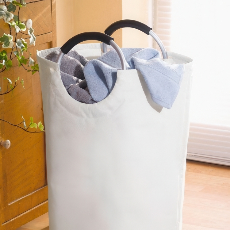 Laundry basket / Bag, 69 L, JUMBO, Ø 38 x H 72 cm, Off white