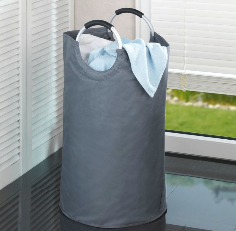 Laundry basket / Bag, 69 L, JUMBO, Ø 38 x H 72 cm, Anthracite