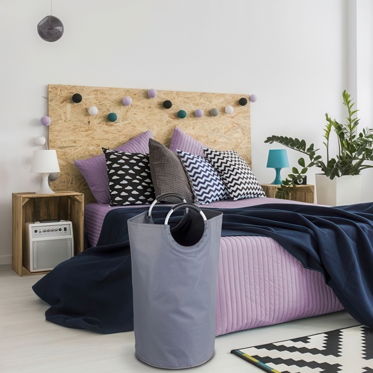 Laundry basket with handle 69L, Grey