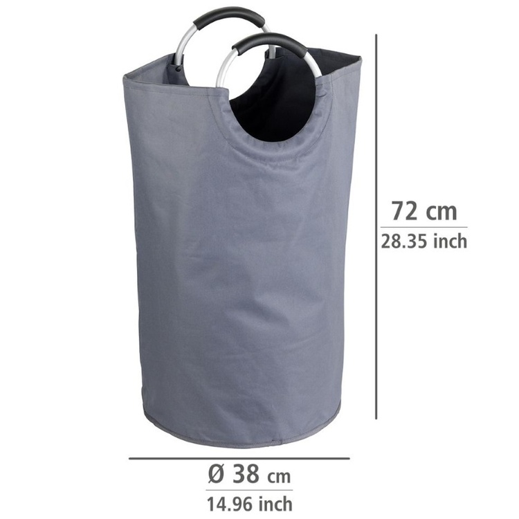 Laundry basket / Bag, 69 L, JUMBO, Ø 38 x H 72 cm, Anthracite