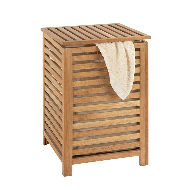 Laundry Basket in walnut, 57 L, NORWAY, 45 x 45 x H 65 cm, Brown