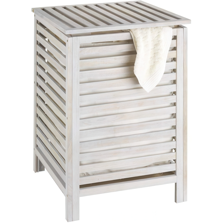 Laundry Basket in walnut, 65 L, NORWAY, 45 x 45 x H 65 cm, Natural white