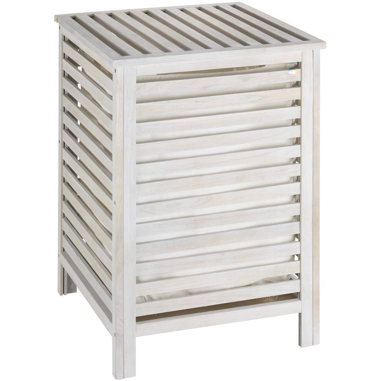 Laundry Basket in walnut, 65 L, NORWAY, 45 x 45 x H 65 cm, Natural white