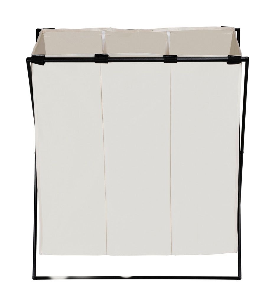 Laundry Bin, 3 Compartments, 145 L, TRIO XL, 69 x 37 x H 76 cm, Beige / Black