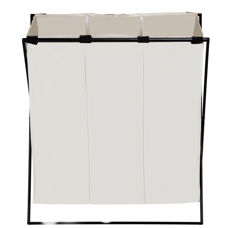 Laundry Bin, 3 Compartments, 145 L, TRIO XL, 69 x 37 x H 76 cm, Beige / Black