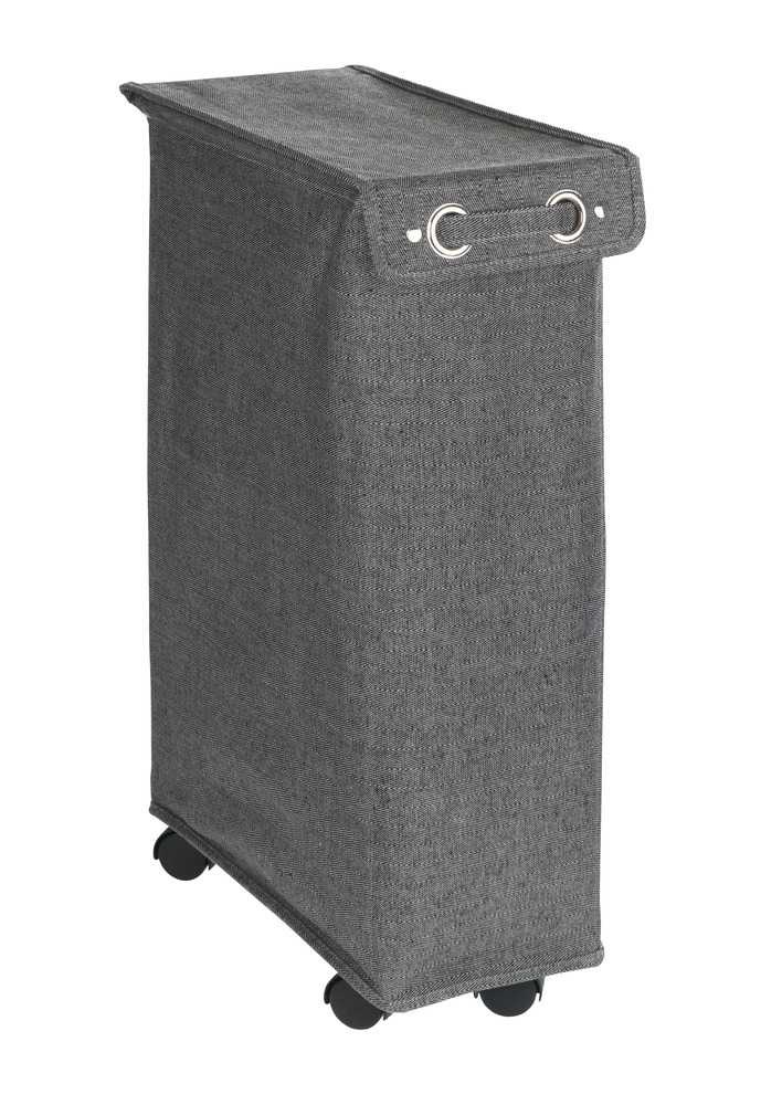 Laundry basket on wheels, Slim, CORNO PRIME, 18,5 x 40 x H 60 cm, Black / White