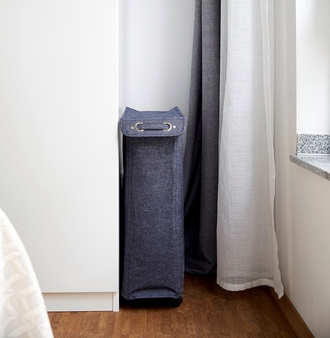 Laundry basket on wheels, Slim, CORNO PRIME, 18,5 x 40 x H 60 cm, Black 