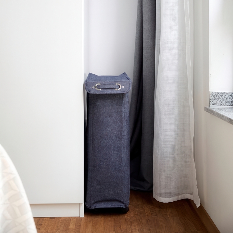 Laundry basket on wheels, Slim, CORNO PRIME, 18,5 x 40 x H 60 cm, Black 