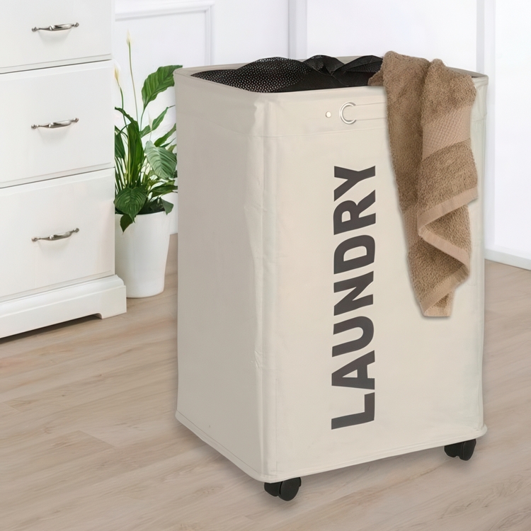 Laundry basket on wheels, LAUNDRY, 40 x 33 x H 60 cm