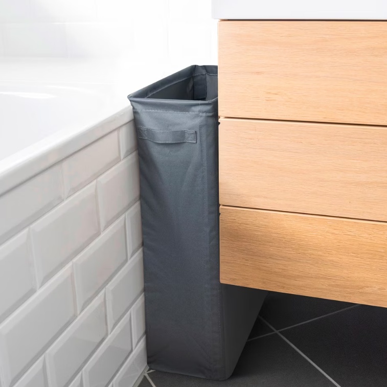 Laundry basket, 46 L, SLIM, 20 x 40 x H 60 cm, Grey