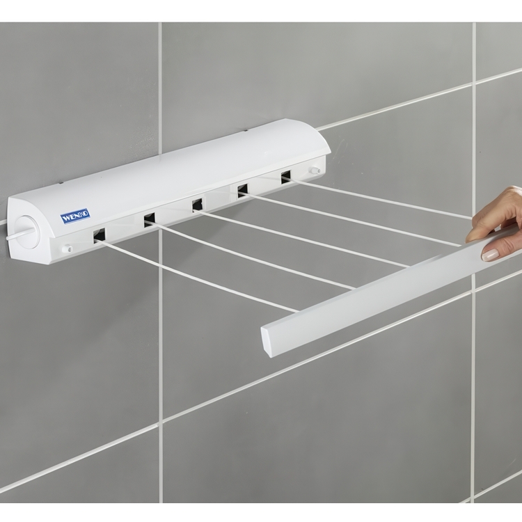 Drying lines, Wall mount, PULL-OUT, 21 m, White