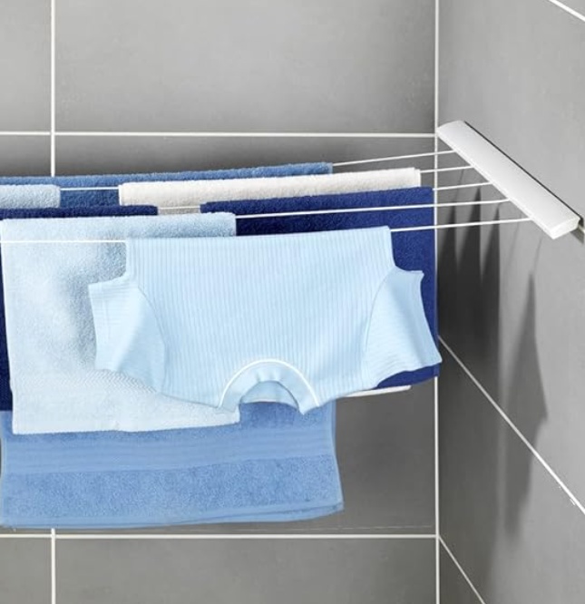 Drying lines, Wall mount, PULL-OUT, 21 m, White