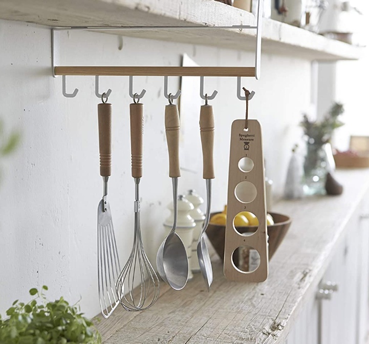 Under Shelf storage, 6 hooks, TOSCA UTINSIL HOOKS, Yamazaki, White