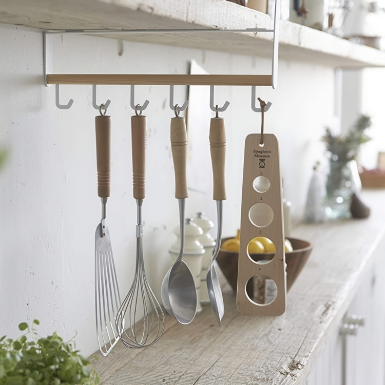 Under Shelf storage, 6 hooks, TOSCA UTINSIL HOOKS, Yamazaki, White