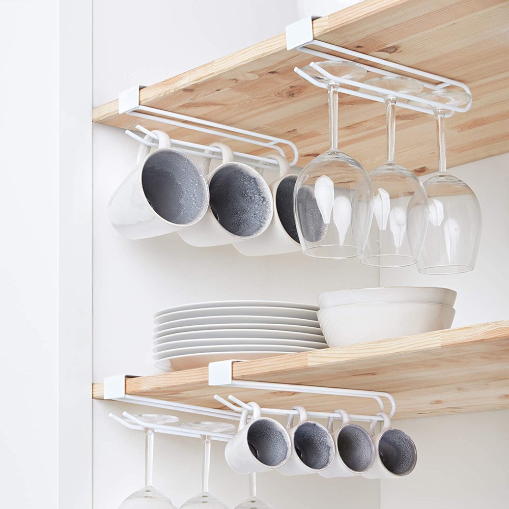 Under Cupboard Cup / Glass Hanger, COLGADOR PARA TAZAS, Metal, White