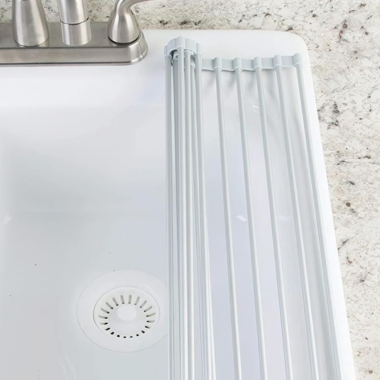 Draining Mat, METRO OVER SINK ROLL-UP, 47 x 28 cm, Silver / Grey