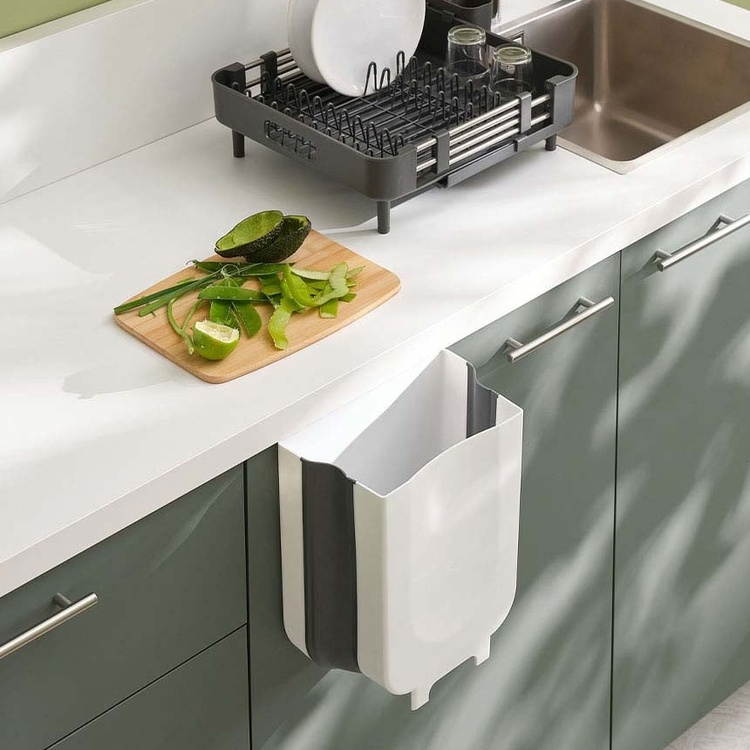 Collecting bin for kitchen waste, EXPANDING BIN, White / Black