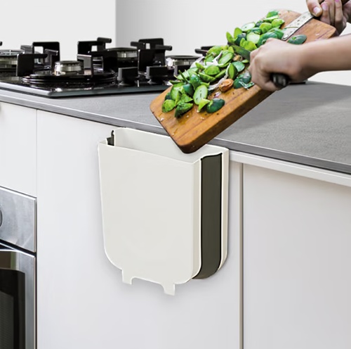 Collecting bin for kitchen waste, EXPANDING BIN, White / Black