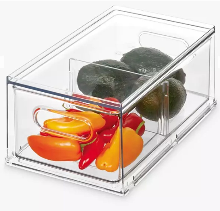 Drawer with divider, THE HOME EDIT FRIDGE DRAWER, 17x 31,4 x H 12 cm, Transparent