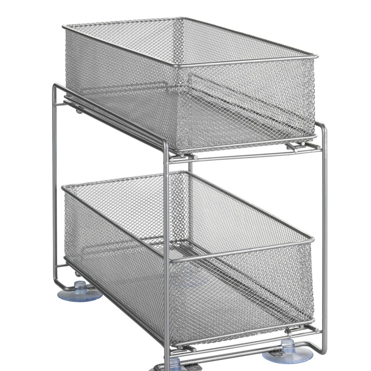 Pull-out storage baskets for cabinet, GIOMA, 35 x 19 x H 34 cm, Silver