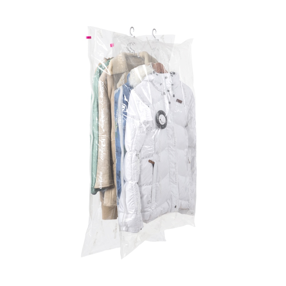 Vacuum bag with hanger, ESPACE PLUS, Short 70 x 105 cm + Long 70 x 145 cm, Transparent