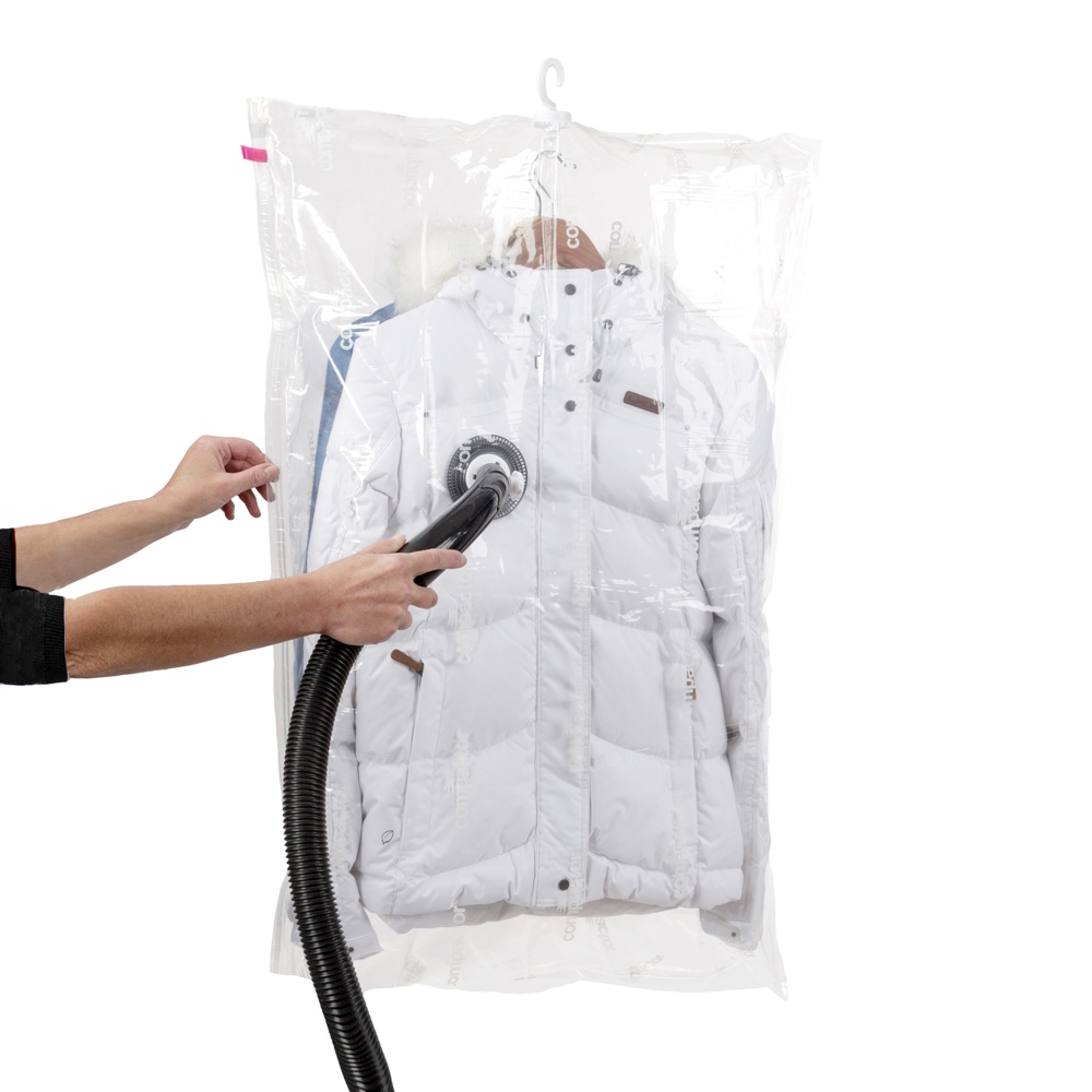 Vacuum bag with hanger, ESPACE PLUS, Short 70 x 105 cm + Long 70 x 145 cm, Transparent