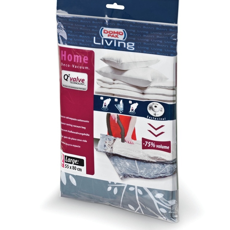 Vacuum bags, Set of 2, LARGE LIVING FLAT, 80 x 55 cm, Black / Clear