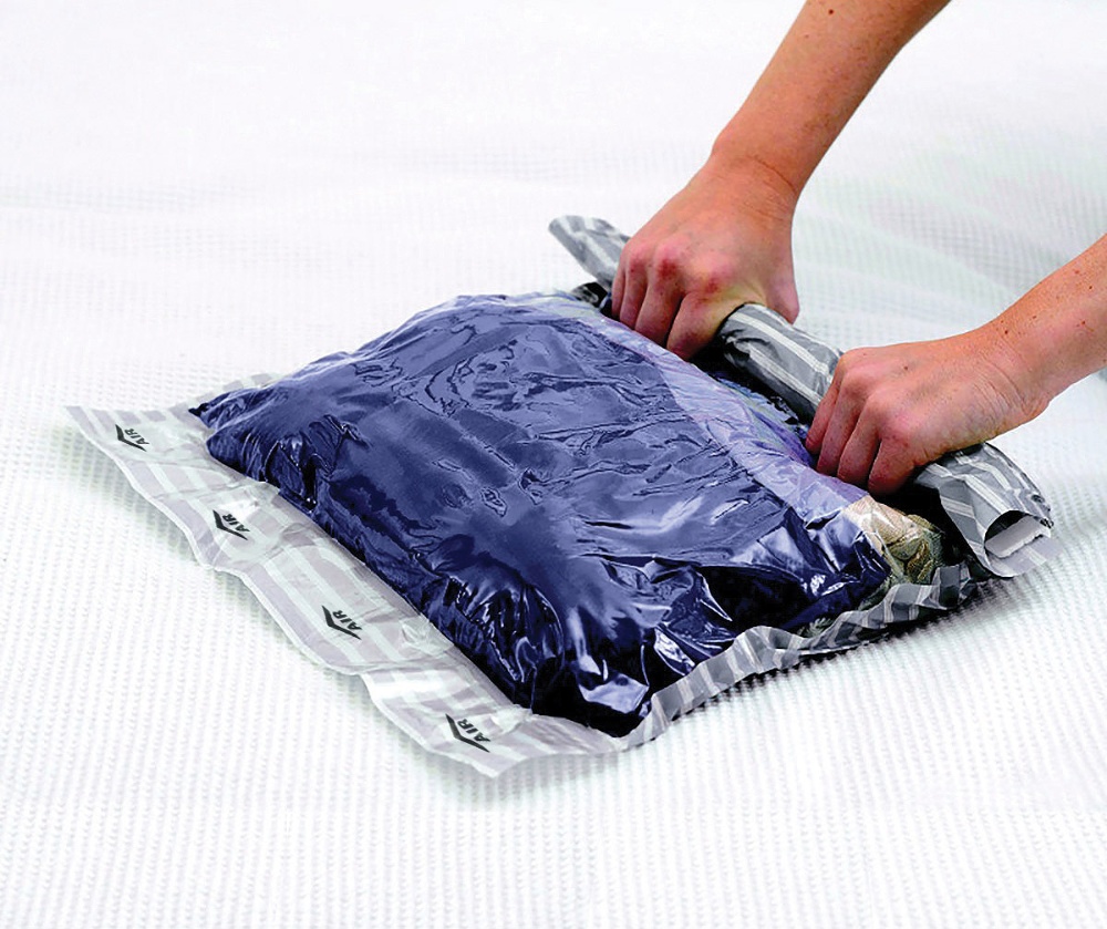 Vacuum bags, Set of 2, LIVING TRAVEL LARGE, 70 x 50cm, Transparent / Grey