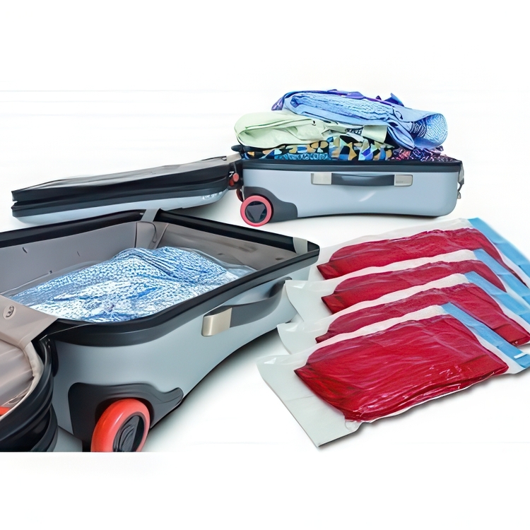 Vacuum bags, set of 3, LIVING TRAVEL MEDIUM, 50 x 40 cm, Clear / Grey