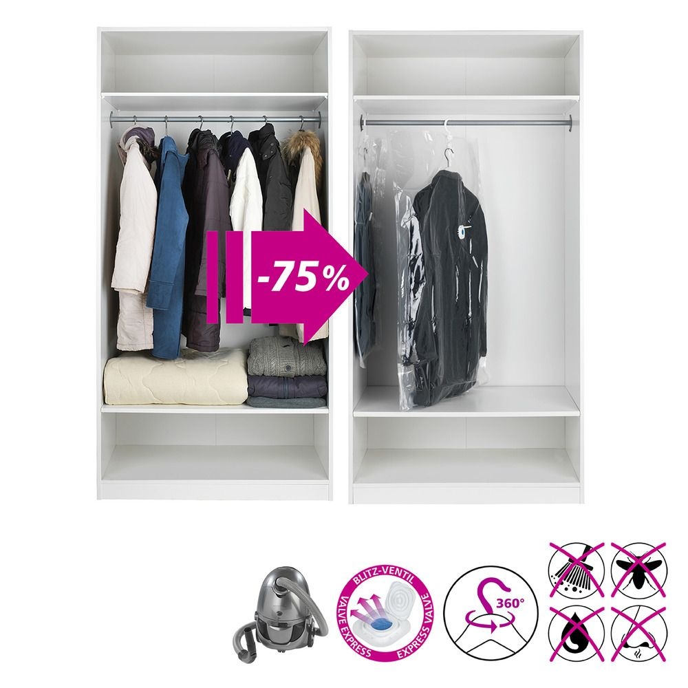 Vacuum bag with hanger, RAUMSPAR XL, 70 x H 145 cm, Clear