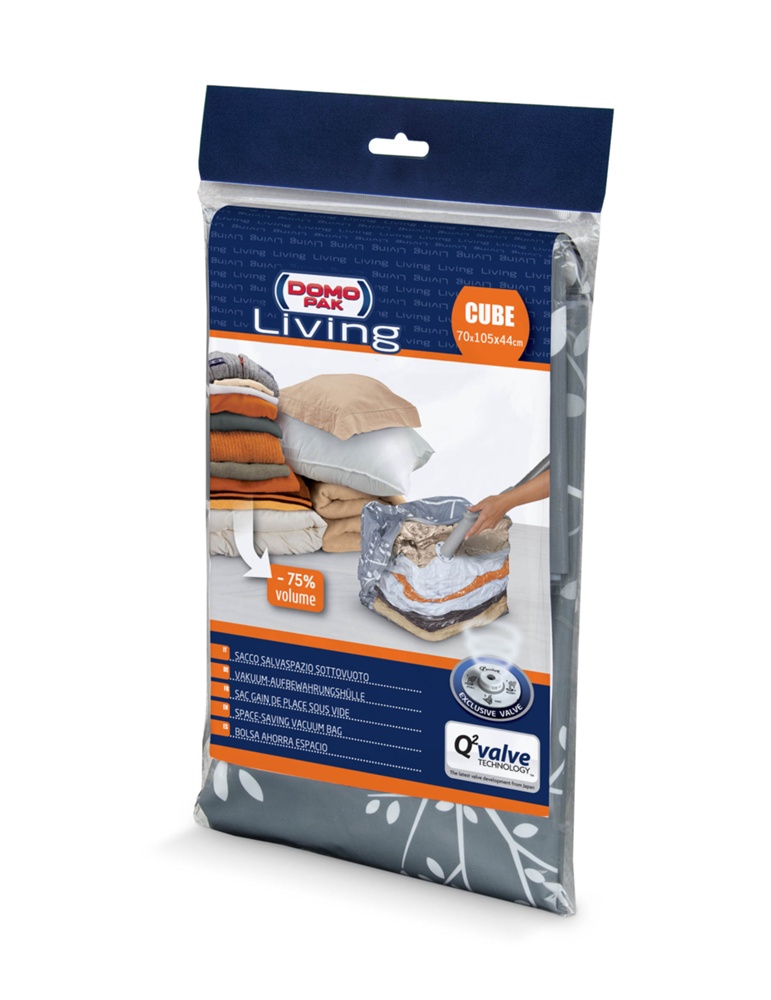 Vacuum bag, DOMO CUBE, 70 x 44 x H 105 cm, Clear / Grey