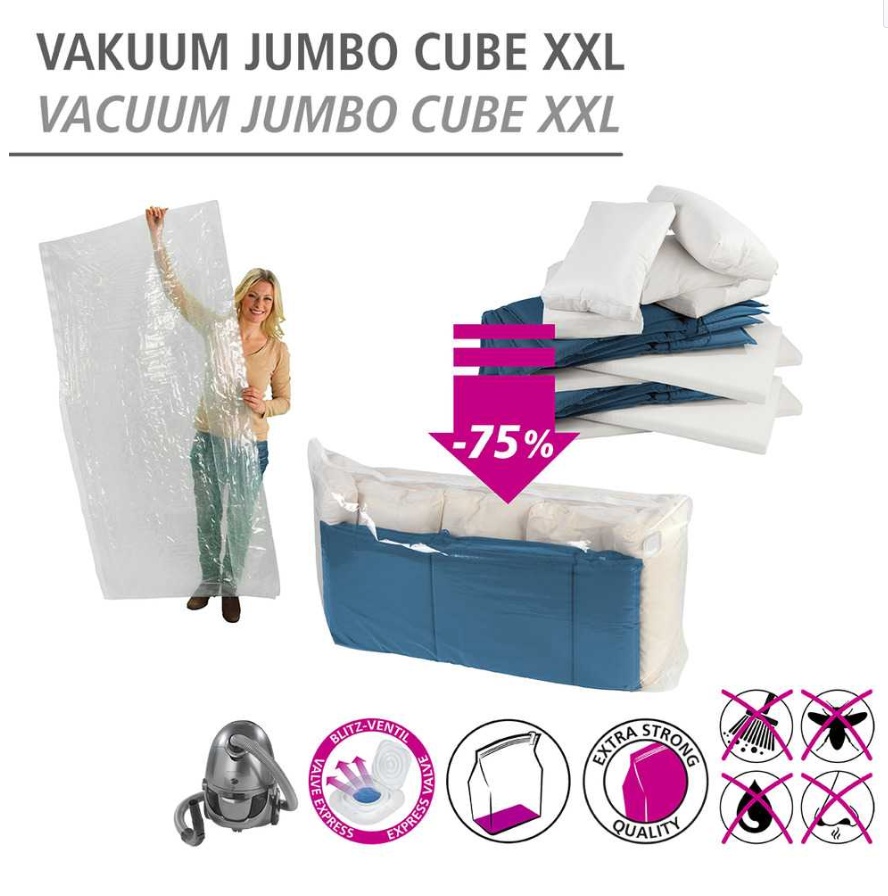 Vacuum bag, XXL JUMBO CUBE, 180 x 50 x H 90 cm, Clear