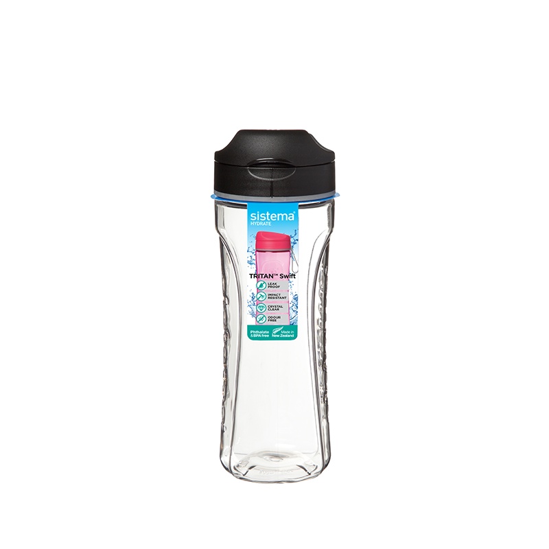 Water bottle, 600 ml, TRITAN SWIFT, Clear / Black