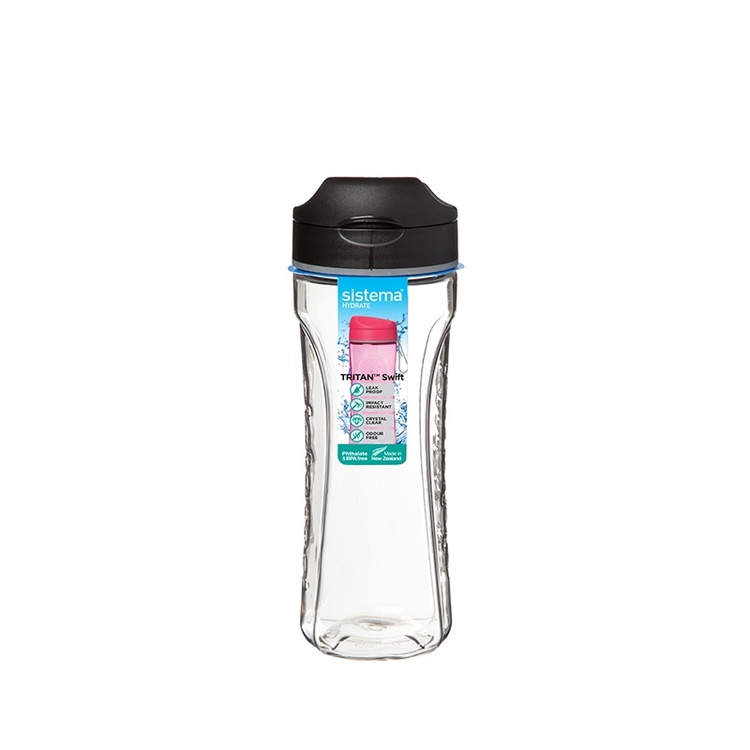 Water bottle, 600 ml, TRITAN SWIFT, Clear / Black