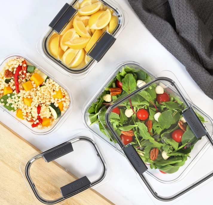 Waterproof lunch box, 2000ml, BRILLIANCE LARGE, 28 x 19 x H 7 cm, Sistema, Clear / Black