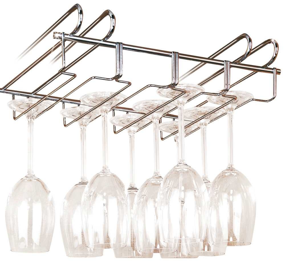 Under Cupboard Rack, LARGE WINE GLASS HANGER, Silver