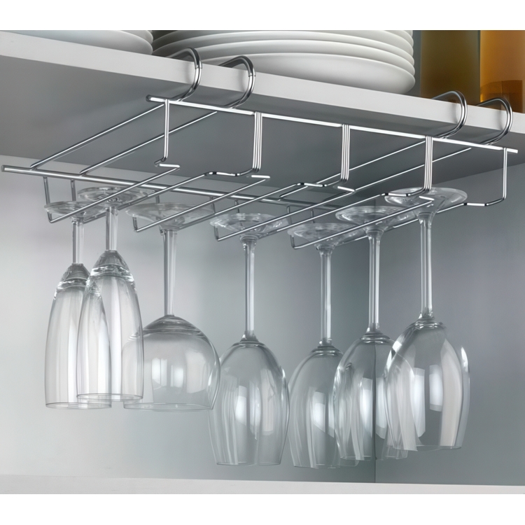 Under Cupboard Rack, LARGE WINE GLASS HANGER, Silver