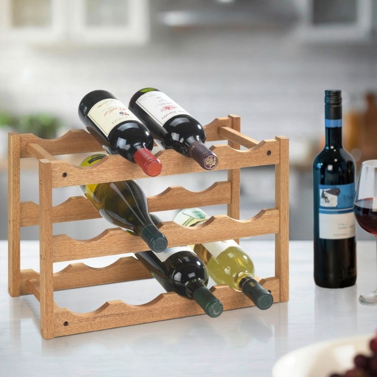 Wine Rack for 12 Bottles, NORWAY, 42 x 21 x H28 cm, Oiled Walnut