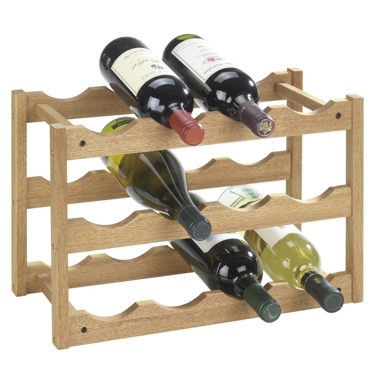 Wine Rack for 12 Bottles, NORWAY, 42 x 21 x H28 cm, Oiled Walnut