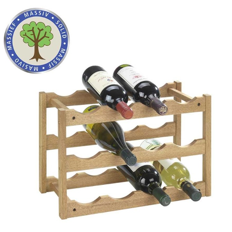 Wine Rack for 12 Bottles, NORWAY, 42 x 21 x H28 cm, Oiled Walnut