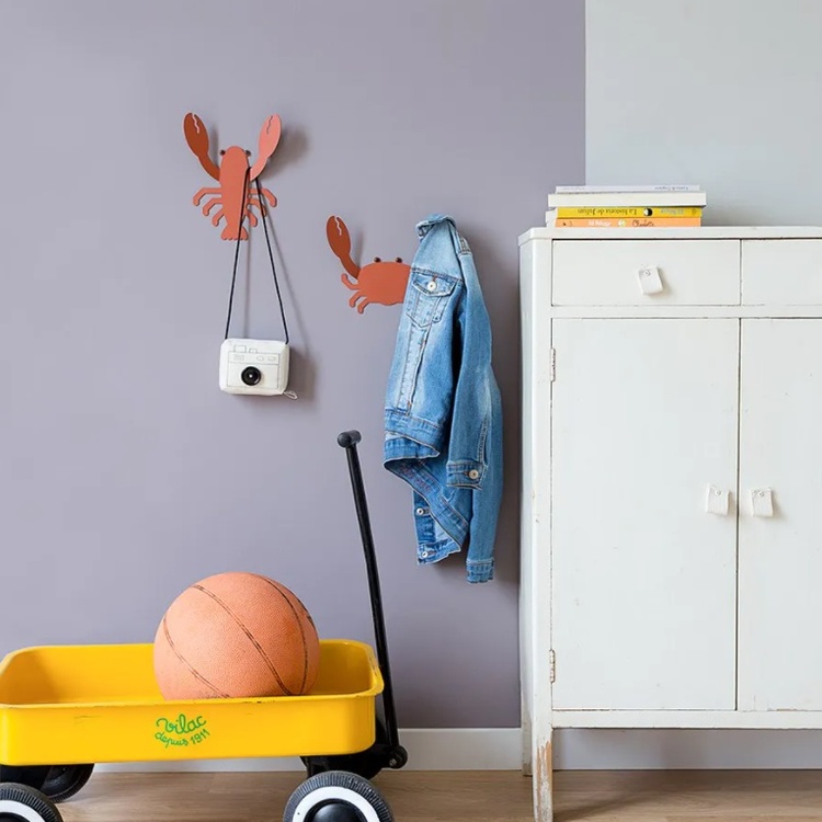 Wall hanger from recycled metal, LOBSTER, 15 x 20 cm, Orange
