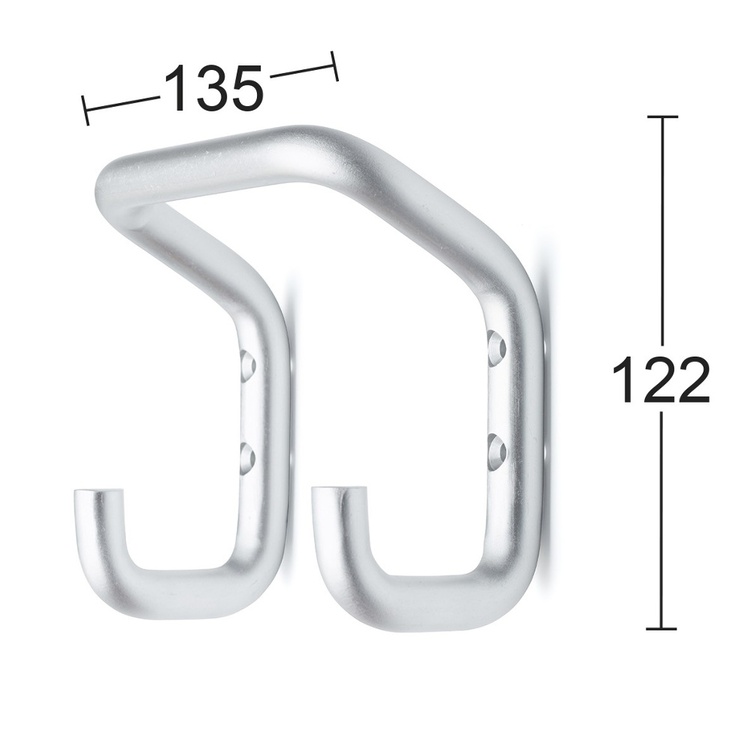Utility hook in Aluminum , TELLUS LARGE, 8 x 13,5 x H 12 cm, Silver